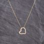 Second Hand 9ct Yellow Gold Cubic Zirconia Openwork Heart Slider Pendant & 18 Inch Curb Chain 41143261