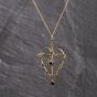 Second Hand Antique Yellow Gold Ruby & Seed Pearls Open Work Heart Gemstone Pendant & 18 Inch Curb Chain 41143268