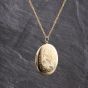 Second Hand 9ct Yellow Gold Hand Engraved Locket Pendant & 18 Inch Twist Chain 41143272