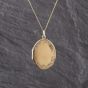 Second Hand 9ct Yellow Gold Oval Patterned Locket Pendant & 18 Inch Curb Chain 41143279