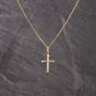 Second Hand 9ct Yellow Gold Engraved Cross Pendant & 16 Inch Curb Chain 41143287