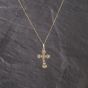 Second Hand Yellow Gold Openwork Cross Pendant & 17 Inch Curb Chain 41143288