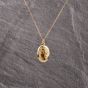 Second Hand 9ct Yellow Gold Oval Engraved Locket Pendant & 16 Inch Trace Chain 41143292