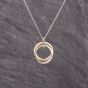 Second Hand 9ct Two Colour Gold Cubic Zirconia Set Double Circle Pendant & 18 Inch Curb Chain 41143298