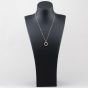 Second Hand 9ct Two Colour Gold Cubic Zirconia Set Double Circle Pendant & 18 Inch Curb Chain 41143298