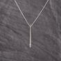 Second Hand 18ct White Gold Brilliant Cut Diamond Set Bar Pendant & 16 Inch Curb Chain 41143299
