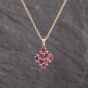 Second Hand 9ct Yellow Gold Diamond & Ruby Cluster Pendant & 24 Inch Prince Of Wales Chain 41143306