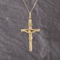 Second Hand 9ct Yellow Gold Crucifix Cross Pendant & 18 Inch Curb Chain 41143314