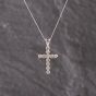 Second Hand White Gold Diamond Rubover Cross Pendant & 18 Inch Curb Chain 41143324