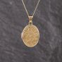 Second Hand 9ct Yellow Gold Oval Flower Patterned Locket Pendant & 18 Inch Curb Chain 41143325