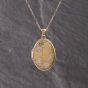 Second Hand 9ct Two Colour Gold Oval Flower Patterned Locket Pendant & 18 Inch Curb Chain 41143326
