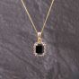 Second Hand 9ct Yellow Gold Sapphire Square Gemstone Pendant & 18 Inch Curb Chain 41143328