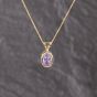 Second Hand 9ct Yellow Gold Cubic Zirconia Oval Gemstone Pendant & 18 Inch Curb Chain 41143332
