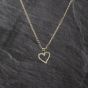 Second Hand 9ct Yellow Gold Cubic Zirconia Open Heart Pendant & 18 Inch Belcher Chain 41143339