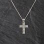 Second Hand 18ct White Gold 1.00ct Brilliant Cut Diamond Channel Set Cross Pendant & 18 Inch Curb Chain 41143340