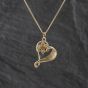Second Hand Clogau 9ct Yellow Gold 0.06ct Diamond Set St Davids Daffodil Heart Pendant & 22 Inch Curb Chain 41143343