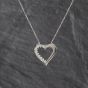 Second Hand 9ct White Gold Cubic Zirconia Set Open Heart Pendant & 18 Inch Curb Chain 41143345