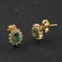 Second Hand 18ct Yellow Gold Emerald & 0.54ct Diamond Jewellery Set - Oval Stud Earrings & Pendant With 16 Inch Curb Chain 41143346