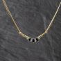 Second Hand 18ct Yellow Gold Sapphire & 0.15ct Diamond Set Bar Pendant & 16 Inch Curb Chain 41143352