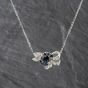 Second Hand 14ct White Gold Sapphire & 0.82ct Brilliant Cut Diamond Fancy Bow Pendant & 16 Inch Belcher Chain 41143353