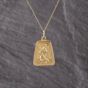 Second Hand 9ct Yellow Gold Oblong St Christopher Pendant & 18 Inch Curb Chain 41143358