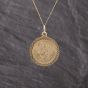 Second Hand 9ct Yellow Gold Round St Christopher Pendant & 18 Inch Curb Chain 41143359