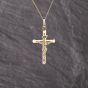 Second Hand 9ct Yellow Gold Crucifix Cross Pendant & 18 Inch Curb Chain 41143360