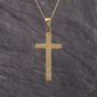 Second Hand 18ct Yellow Gold Patterned Cross Pendant & 18 Inch Curb Chain 41143363