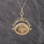Second Hand 9ct Yellow Gold Swivel Oval Engraved Locket Pendant & 18 Inch Curb Chain 41143366