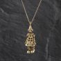 Second Hand 9ct Yellow Gold Multi Stone Clown Pendant & 20 Inch Curb Chain 41143370