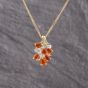 Second Hand 9ct Two Colour Gold Fire Opal & 0.04ct Diamond Cluster Pendant & 24 Inch Curb Chain 41143375