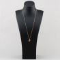 Second Hand 9ct Two Colour Gold Fire Opal & 0.04ct Diamond Cluster Pendant & 24 Inch Curb Chain 41143375