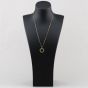 Second Hand 9ct Yellow Gold Green Tourmaline Open Circle Pendant & 20 Inch Belcher Chain 41143377