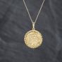 Second Hand 9ct Yellow Gold Circular Faceted Edge St Christopher Pendant & 18 Inch Prince Of Wales Chain 41143385