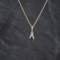 Second Hand 9ct Two Colour Gold Sapphire & Diamond Pear Shaped Infinity Pendant & 18 Inch Prince Of Wales Chain 41143405