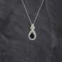 Second Hand 9ct White Gold Sapphire Pear Shaped Dropper Pendant & 18 Inch Prince Of Wales Chain 41143409