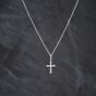 Second Hand 9ct White Gold Cubic Zirconia Small Cross Pendant & 18 Inch Prince Of Wales Chain 41143412