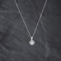 Second Hand 9ct White Gold Blue Topaz & Diamond Circular Halo Cluster Pendant & 18 Inch Prince Of Wales Chain 41143413