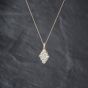 Second Hand 9ct Yellow Gold Blue Topaz & Diamond Marquise Shaped Cluster Pendant & 18 Inch Prince Of Wales Chain 41143414