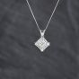 Second Hand White Gold Cubic Zirconia Diamond Shape Cluster Pendant & 18 Inch Curb Chain 41143431