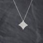 Second Hand 9ct White Gold Diamond Pave Concave Cushion Shaped Pendant & 18 Inch Curb Chain 41143432