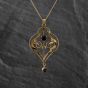 Second Hand 9ct Yellow Gold Amethyst Open Work Gemstone Pendant & 21 Inch Curb Chain 41143439