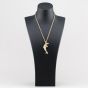 Second Hand 9ct Yellow Gold Cubic Zirconia Dolphin Gemstone Pendant & 19 Inch Belcher Chain 41143440