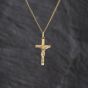 Second Hand 9ct Yellow Gold Crucifix Cross Pendant & 19 Inch Curb Chain 41143467