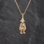 Second Hand 9ct Yellow Gold Cubic Zirconia Set Clown Pendant & 18 Inch Curb Chain 41143471