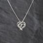 Second Hand 9ct White Gold Cubic Zirconia Set Double Heart Pendant & 18 Inch Curb Chain 41143475