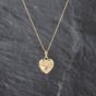 Second Hand 9ct Yellow Gold 0.01ct Diamond Half Engraved Heart Locket Pendant & 18 Inch Prince Of Wales Chain 41143482