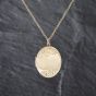 Second Hand Vintage 9ct Yellow Gold Half Engraved Oval Locket Pendant & 22 Inch Trace Chain 41143483