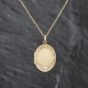 Second Hand Vintage 9ct Yellow Gold Half Engraved Oval Locket Pendant & 26 Inch Prince Of Wales Chain 41143484