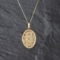 Second Hand 9ct Yellow Gold Hand Engraved Oval Locket Pendant & 18 Inch Curb Chain 41143488
